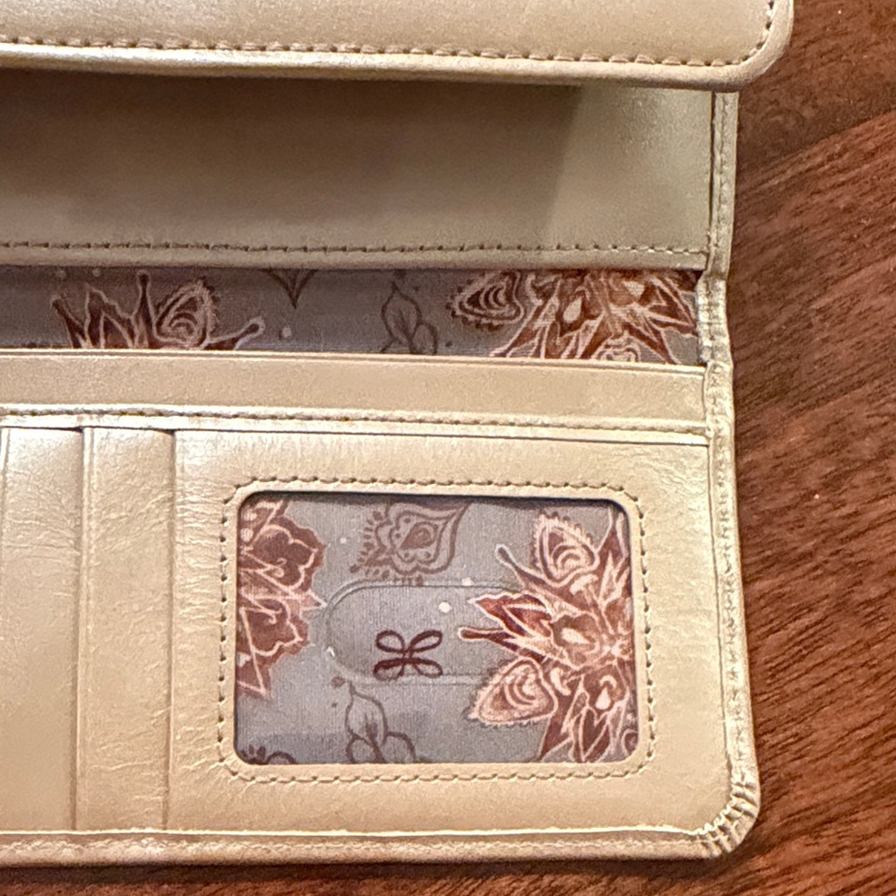 HOBO Gold Metallic Trifold Clutch/Wallet - Picture 14 of 17